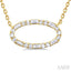 Oval Shape East-West Baguette Diamond Pendant