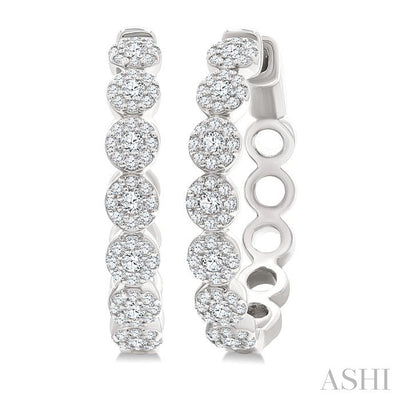 Diamond Cluster Hoop Earrings