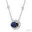 Oval Shape East-West Halo Gemstone & Diamond Necklace