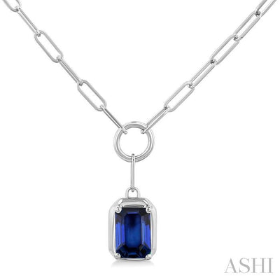 Emerald Shape Paperclip Gemstone Pendant