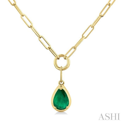 Pear Shape Paperclip Gemstone Pendant