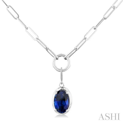 Oval Shape Paperclip Gemstone Pendant
