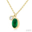 Oval Shape Bezel Set Gemstone & Diamond Pendant