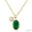 Oval Shape Bezel Set Gemstone & Diamond Pendant