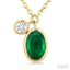 Oval Shape Bezel Set Gemstone & Diamond Pendant