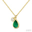 Pear Shape Bezel Set Gemstone & Diamond Pendant