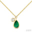 Pear Shape Bezel Set Gemstone & Diamond Pendant