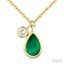 Pear Shape Bezel Set Gemstone & Diamond Pendant
