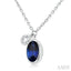 Oval Shape Bezel Set Gemstone & Diamond Pendant