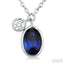 Oval Shape Bezel Set Gemstone & Diamond Pendant