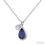 Pear Shape Bezel Set Gemstone & Diamond Pendant
