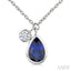 Pear Shape Bezel Set Gemstone & Diamond Pendant