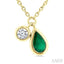 Pear Shape Bezel Set Gemstone & Diamond Pendant