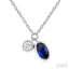 Oval Shape Bezel Set Gemstone & Diamond Pendant