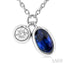 Oval Shape Bezel Set Gemstone & Diamond Pendant