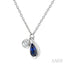 Pear Shape Bezel Set Gemstone & Diamond Pendant