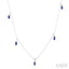 Oval Shape Gemstone & Diamond Station Necklace