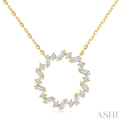 Circle Scatter Baguette Diamond Pendant