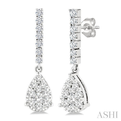 Pear Shape Diamond Fashion Long Earrings