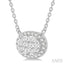Oval Shape East-West Halo Lovebright Essential Diamond Pendant