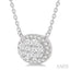 Oval Shape East-West Halo Lovebright Essential Diamond Pendant