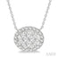 Oval Shape East-West Halo Lovebright Essential Diamond Pendant