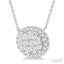 Oval Shape East-West Halo Lovebright Essential Diamond Pendant