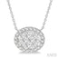 Oval Shape East-West Halo Lovebright Essential Diamond Pendant