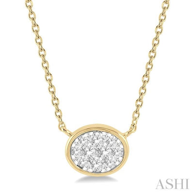 Oval Shape East-West Bezel Set Lovebright Essential Diamond Pendant