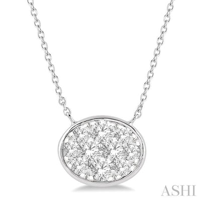 Oval Shape East-West Bezel Set Lovebright Essential Diamond Pendant