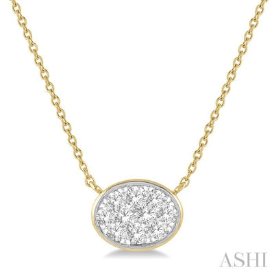 Oval Shape East-West Bezel Set Lovebright Essential Diamond Pendant