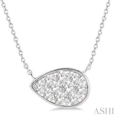 Pear Shape East-West Lovebright Essential Diamond Pendant