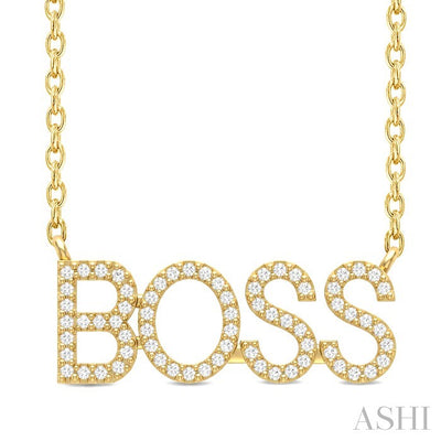 Block 'BOSS' Diamond Name Necklace