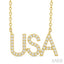 Block 'USA' Diamond Name Necklace