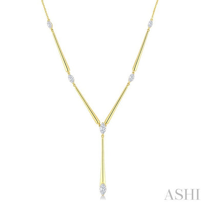 Marquise Shape Tapered Bar Diamond Fashion Necklace