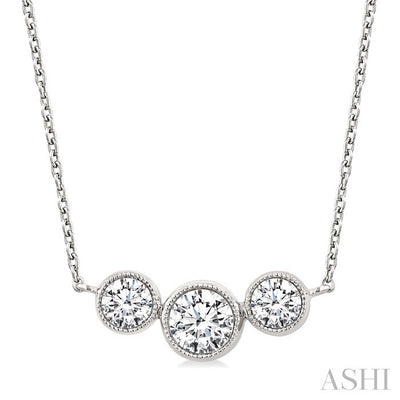 3 Stone Bezel Set Diamond Necklace