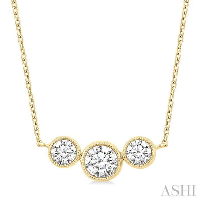 3 Stone Bezel Set Diamond Necklace