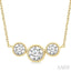 3 Stone Bezel Set Diamond Necklace