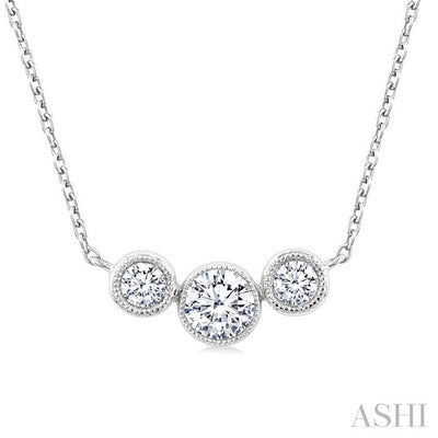 3 Stone Bezel Set Diamond Necklace