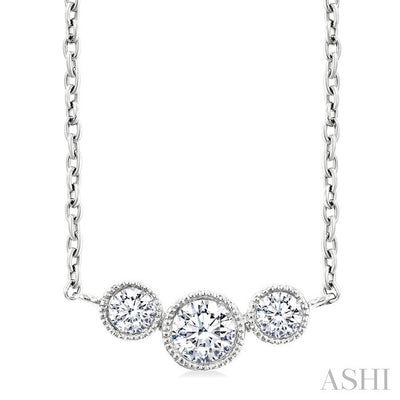 3 Stone Bezel Set Diamond Necklace
