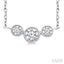 3 Stone Bezel Set Diamond Necklace