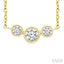 3 Stone Bezel Set Diamond Necklace