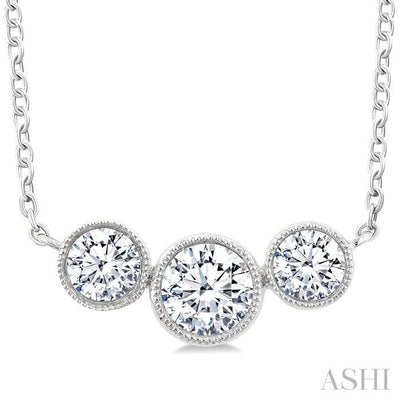 3 Stone Bezel Set Diamond Necklace