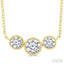 3 Stone Bezel Set Diamond Necklace