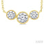 3 Stone Bezel Set Diamond Necklace