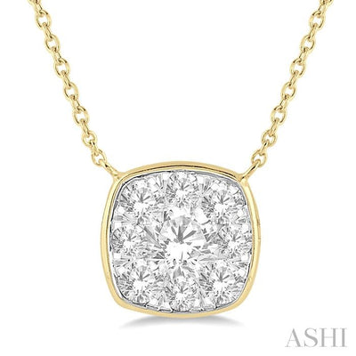 Cushion Shape Bezel Set Lovebright Essential Diamond Pendant