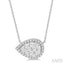 Pear Shape East-West Halo Lovebright Essential Diamond Pendant