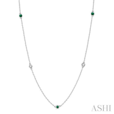 Gemstone & Diamond Station Necklace