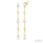 Pearl & Diamond Station Long Chain Earrings