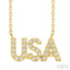 Block 'USA' Diamond Name Necklace